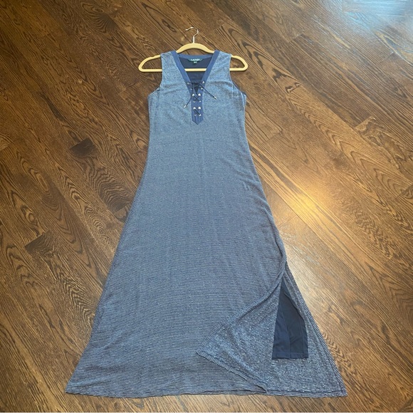 Lauren Ralph Lauren Dresses & Skirts - Lauren Ralph Lauren Navy and White Sleeveless Sheath Maxi Dress